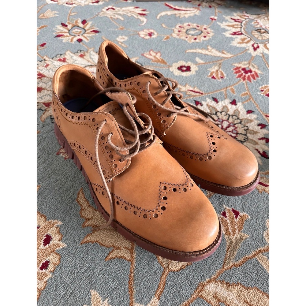 Mark Nason Men's Tan Leather Wingtip Oxford Shoes Size 10.5 Brogue Lace Up